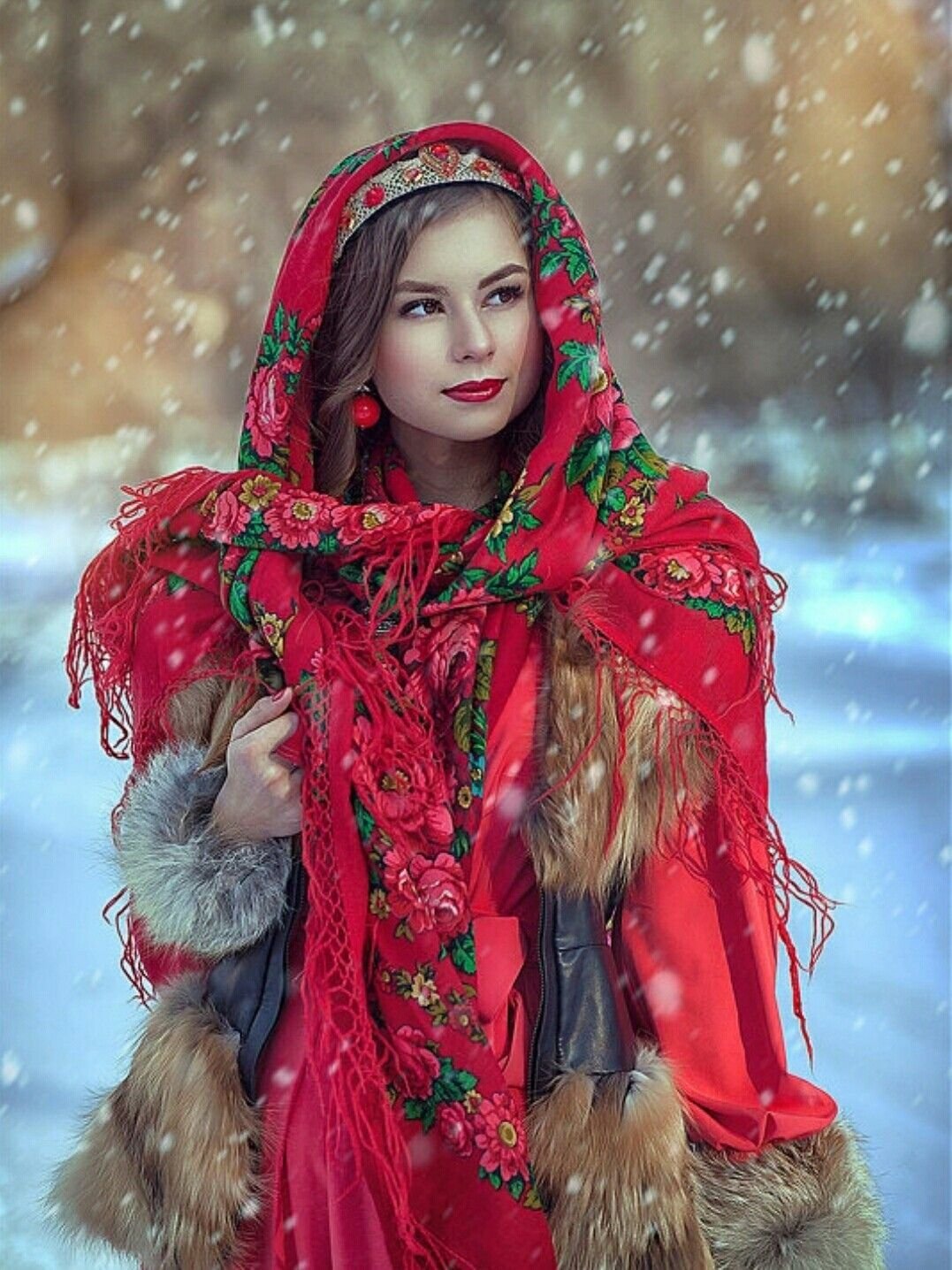 Beautiful girl Women in Slavic costumes in Pasto